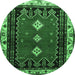 Round Persian Emerald Green Traditional Rug, tr275emgrn