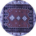 Round Machine Washable Persian Blue Traditional Rug, wshtr275blu