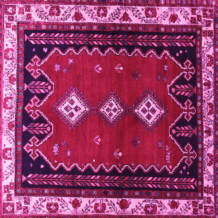 Square Machine Washable Persian Pink Traditional Rug, wshtr275pnk