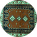 Round Persian Turquoise Traditional Rug, tr275turq