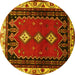 Round Machine Washable Persian Yellow Traditional Rug, wshtr275yw