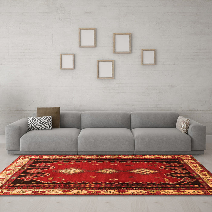 Machine Washable Persian Orange Traditional Area Rugs in a Living Room, wshtr275org