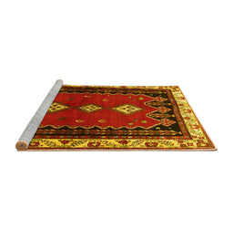 Sideview of Machine Washable Persian Yellow Traditional Rug, wshtr275yw
