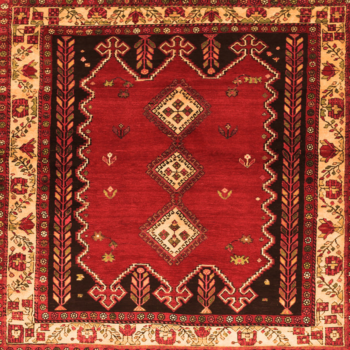 Round Machine Washable Persian Orange Traditional Area Rugs, wshtr275org