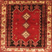 Round Machine Washable Persian Orange Traditional Area Rugs, wshtr275org