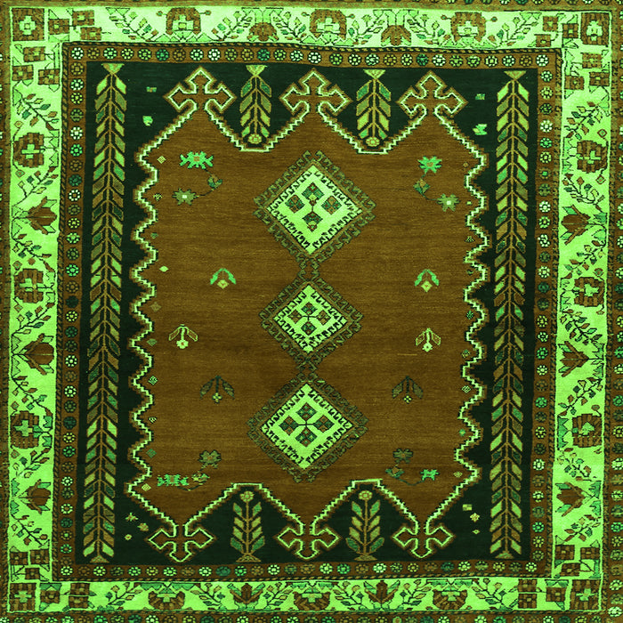 Round Machine Washable Persian Green Traditional Area Rugs, wshtr275grn