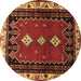 Round Machine Washable Persian Brown Traditional Rug, wshtr275brn