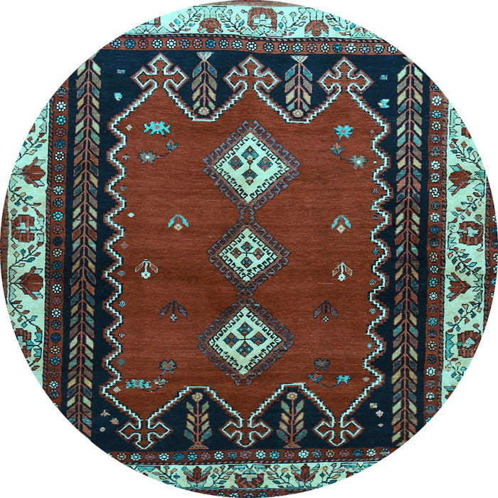 Round Machine Washable Persian Light Blue Traditional Rug, wshtr275lblu