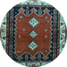 Round Machine Washable Persian Light Blue Traditional Rug, wshtr275lblu