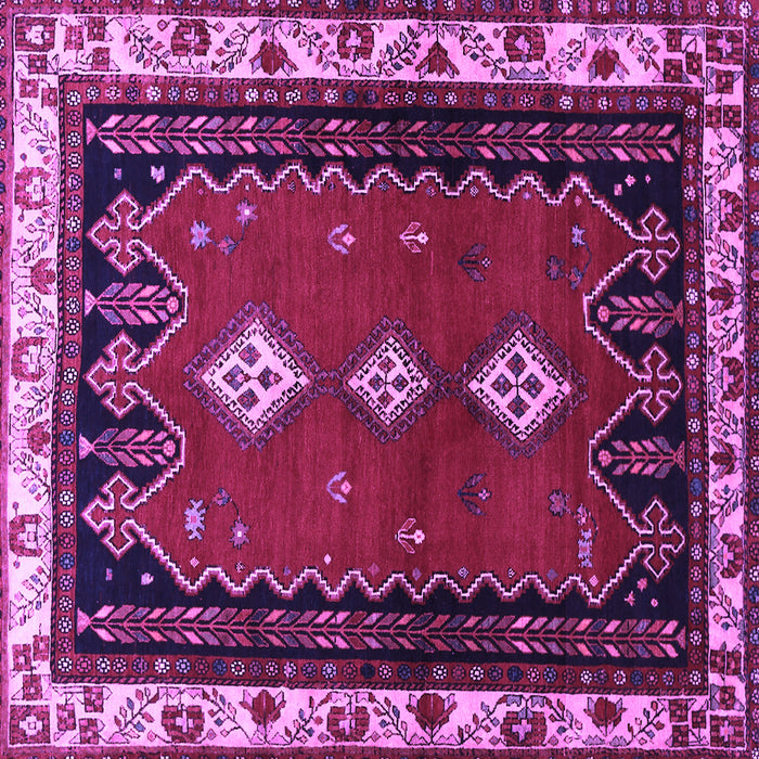 Square Machine Washable Persian Purple Traditional Area Rugs, wshtr275pur