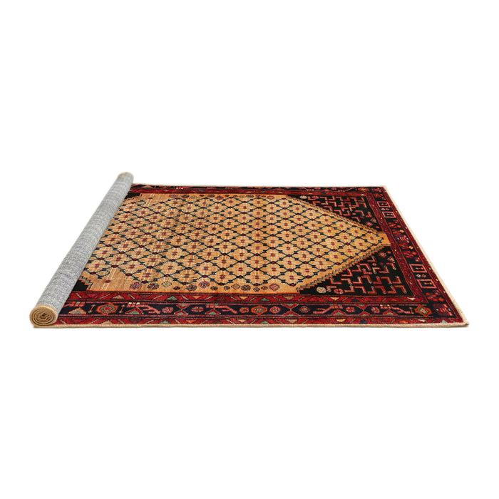 Sideview of Machine Washable Traditional Deep Red Rug, wshtr276