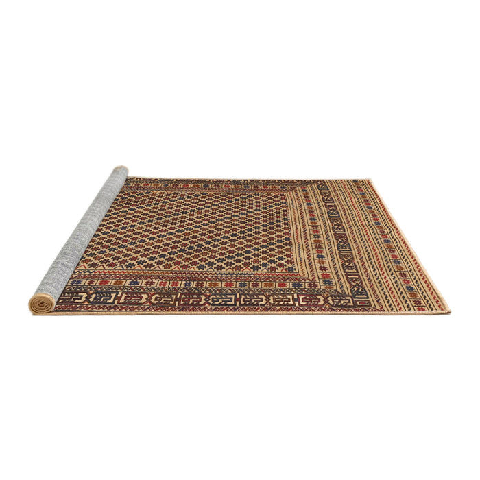 Sideview of Machine Washable Traditional Sand Brown Rug, wshtr2760