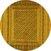 Round Southwestern Yellow Country Rug, tr2760yw