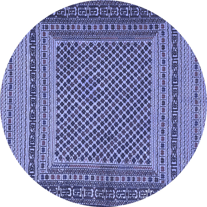 Round Machine Washable Southwestern Blue Country Rug, wshtr2760blu