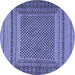 Round Machine Washable Southwestern Blue Country Rug, wshtr2760blu