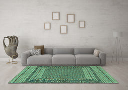 Machine Washable Southwestern Turquoise Country Area Rugs in a Living Room,, wshtr2760turq