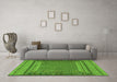 Machine Washable Southwestern Green Country Area Rugs in a Living Room,, wshtr2760grn