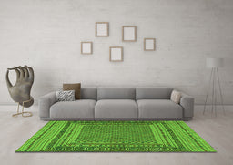 Machine Washable Southwestern Green Country Area Rugs in a Living Room,, wshtr2760grn