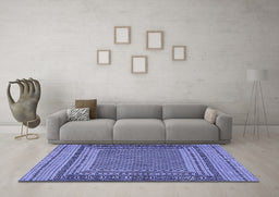 Machine Washable Southwestern Blue Country Rug in a Living Room, wshtr2760blu