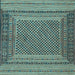 Square Machine Washable Southwestern Light Blue Country Rug, wshtr2760lblu