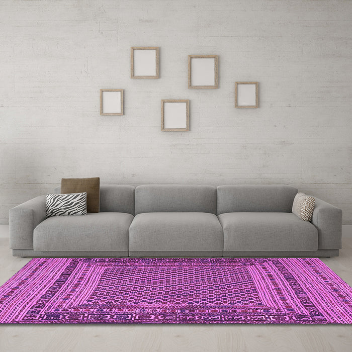 Machine Washable Southwestern Purple Country Area Rugs in a Living Room, wshtr2760pur