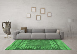 Machine Washable Southwestern Emerald Green Country Area Rugs in a Living Room,, wshtr2760emgrn