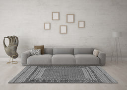 Machine Washable Southwestern Gray Country Rug in a Living Room,, wshtr2760gry
