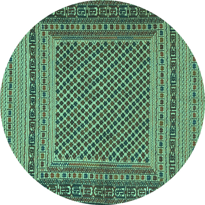 Round Southwestern Turquoise Country Rug, tr2760turq