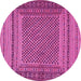 Round Machine Washable Southwestern Pink Country Rug, wshtr2760pnk