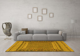 Machine Washable Southwestern Yellow Country Rug in a Living Room, wshtr2760yw