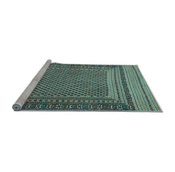 Sideview of Machine Washable Southwestern Light Blue Country Rug, wshtr2760lblu