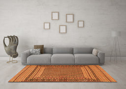 Machine Washable Southwestern Orange Country Area Rugs in a Living Room, wshtr2760org