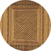 Round Southwestern Brown Country Rug, tr2760brn