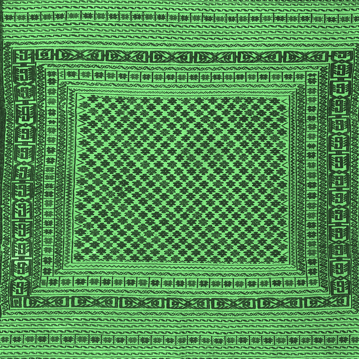 Square Machine Washable Southwestern Emerald Green Country Area Rugs, wshtr2760emgrn