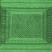 Square Machine Washable Southwestern Emerald Green Country Area Rugs, wshtr2760emgrn