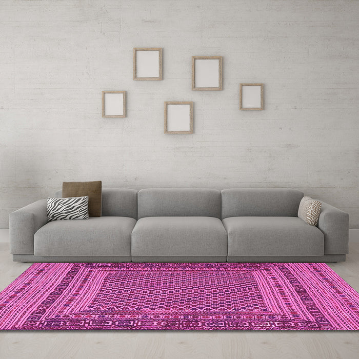 Machine Washable Southwestern Pink Country Rug in a Living Room, wshtr2760pnk