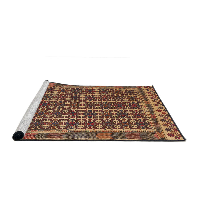 Sideview of Machine Washable Traditional Peru Brown Rug, wshtr2761