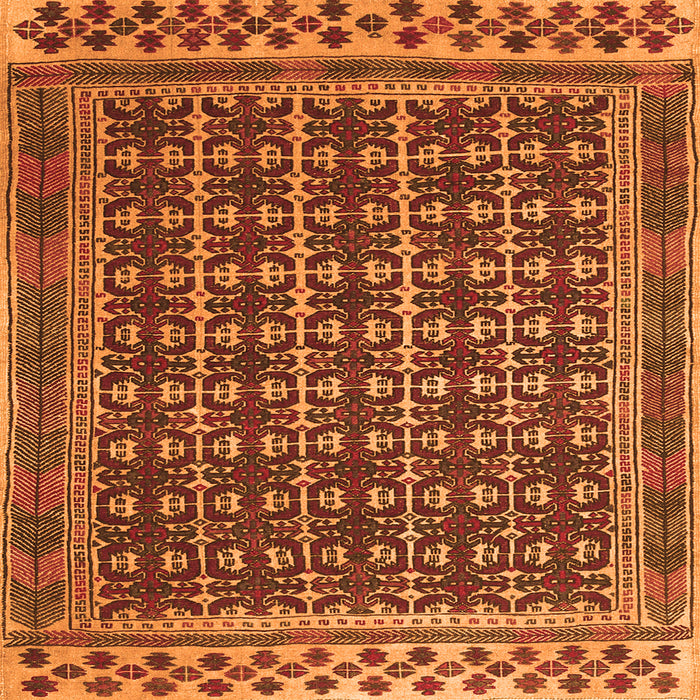 Round Machine Washable Southwestern Orange Country Area Rugs, wshtr2761org