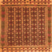 Round Machine Washable Southwestern Orange Country Area Rugs, wshtr2761org