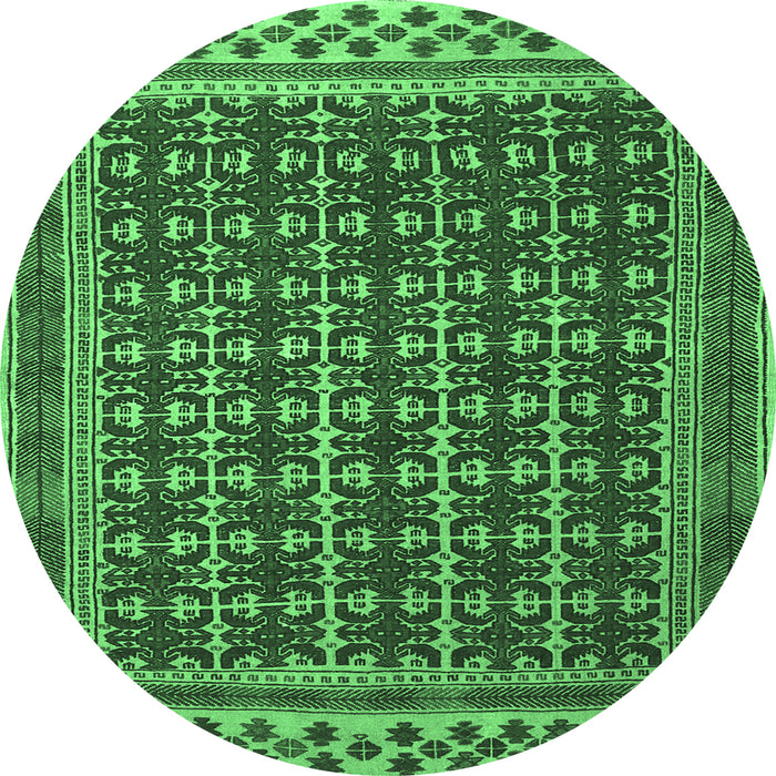 Round Southwestern Emerald Green Country Rug, tr2761emgrn