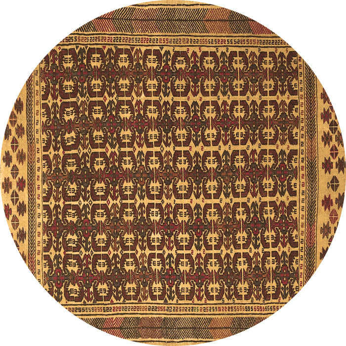 Round Machine Washable Southwestern Brown Country Rug, wshtr2761brn
