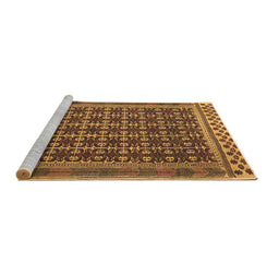 Sideview of Machine Washable Southwestern Brown Country Rug, wshtr2761brn
