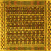 Square Machine Washable Southwestern Yellow Country Rug, wshtr2761yw