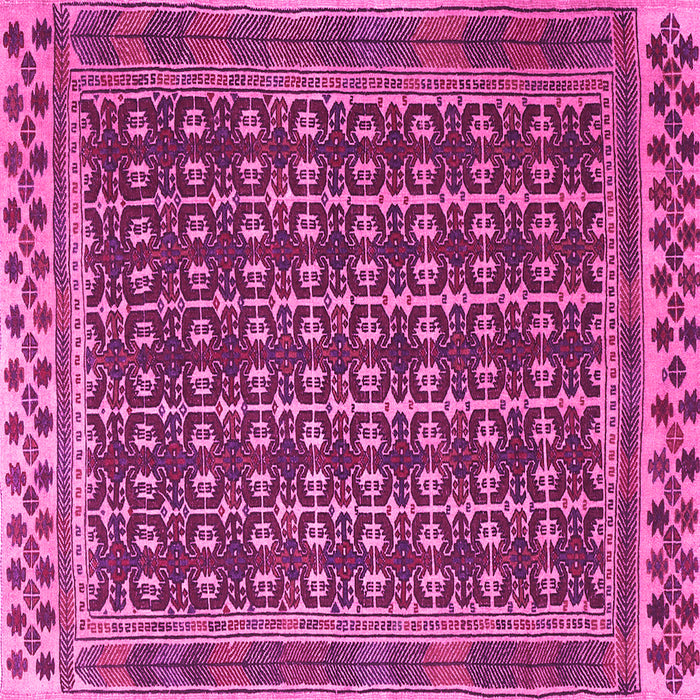 Square Machine Washable Southwestern Pink Country Rug, wshtr2761pnk