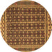 Round Southwestern Brown Country Rug, tr2761brn