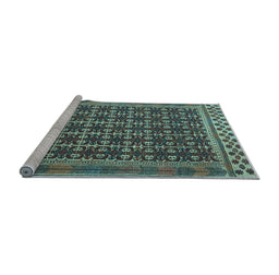 Sideview of Machine Washable Southwestern Light Blue Country Rug, wshtr2761lblu