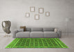 Machine Washable Southwestern Green Country Area Rugs in a Living Room,, wshtr2761grn