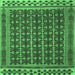 Square Machine Washable Southwestern Emerald Green Country Area Rugs, wshtr2761emgrn