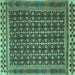 Square Southwestern Turquoise Country Rug, tr2761turq