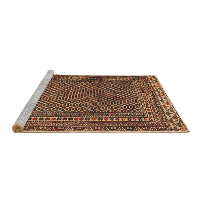 Sideview of Machine Washable Traditional Bronze Brown Rug, wshtr2762